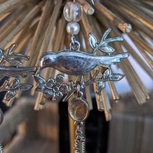 Gold Bird on Branch Earrings